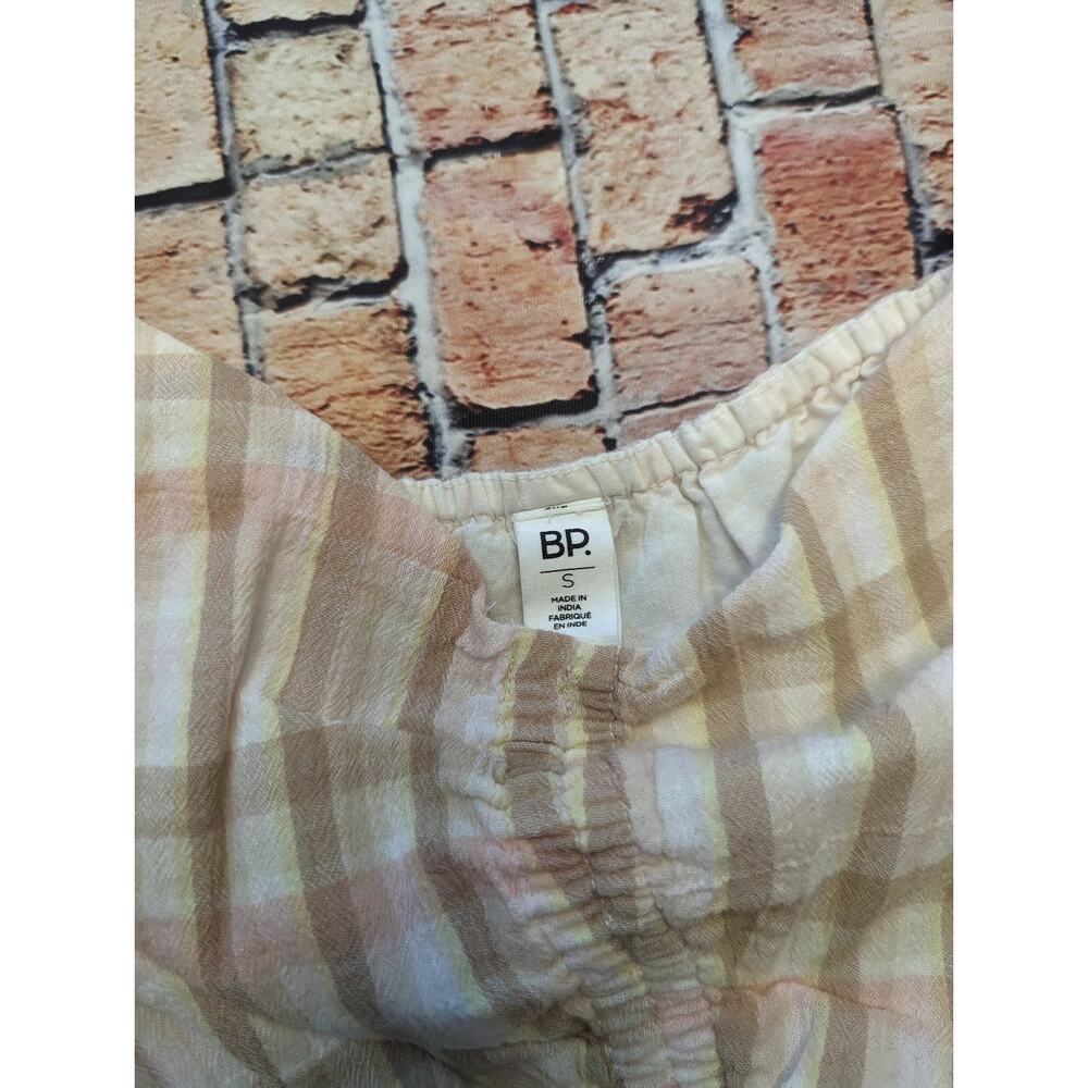 NWT BP. Pink Beige Park Plaid Short Puff Sleeve Babydoll size s - Picture 4 of 7